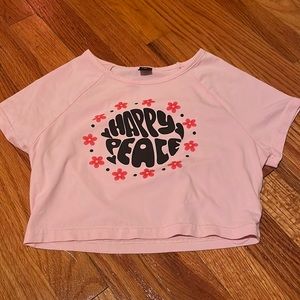 Happy peace graphic crop top